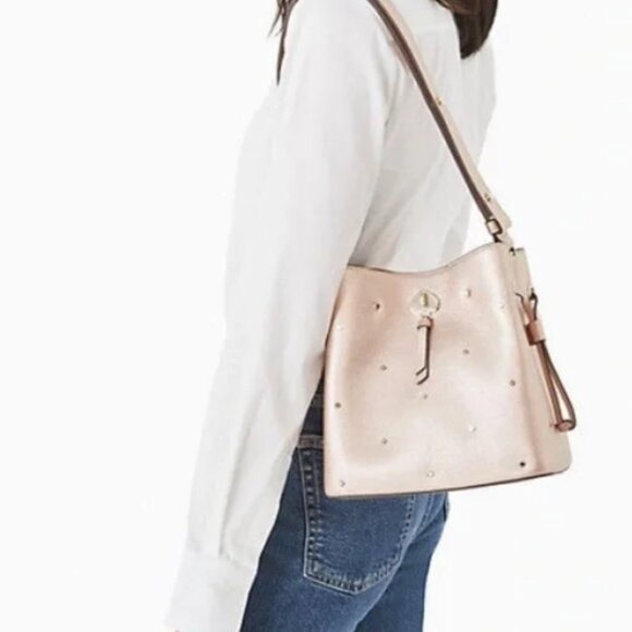 Kate Spade - Marti Small Studded Bucket - Shoulder Bag & Crossbody in Golden Pea - Picture 13 of 13